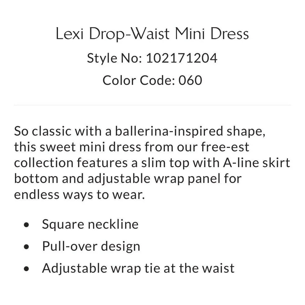 New NWT Free Est by Free people Lexi Drop Waist Dress black XS MSRP $78 date